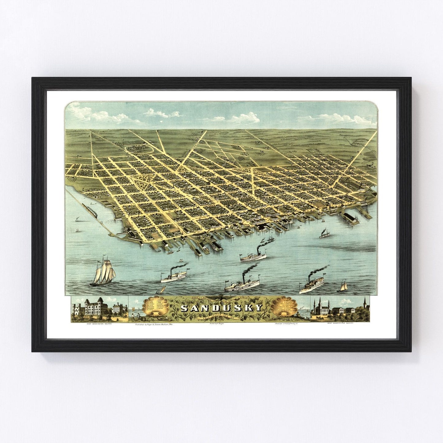 Vintage map of Sandusky, Ohio, 1870