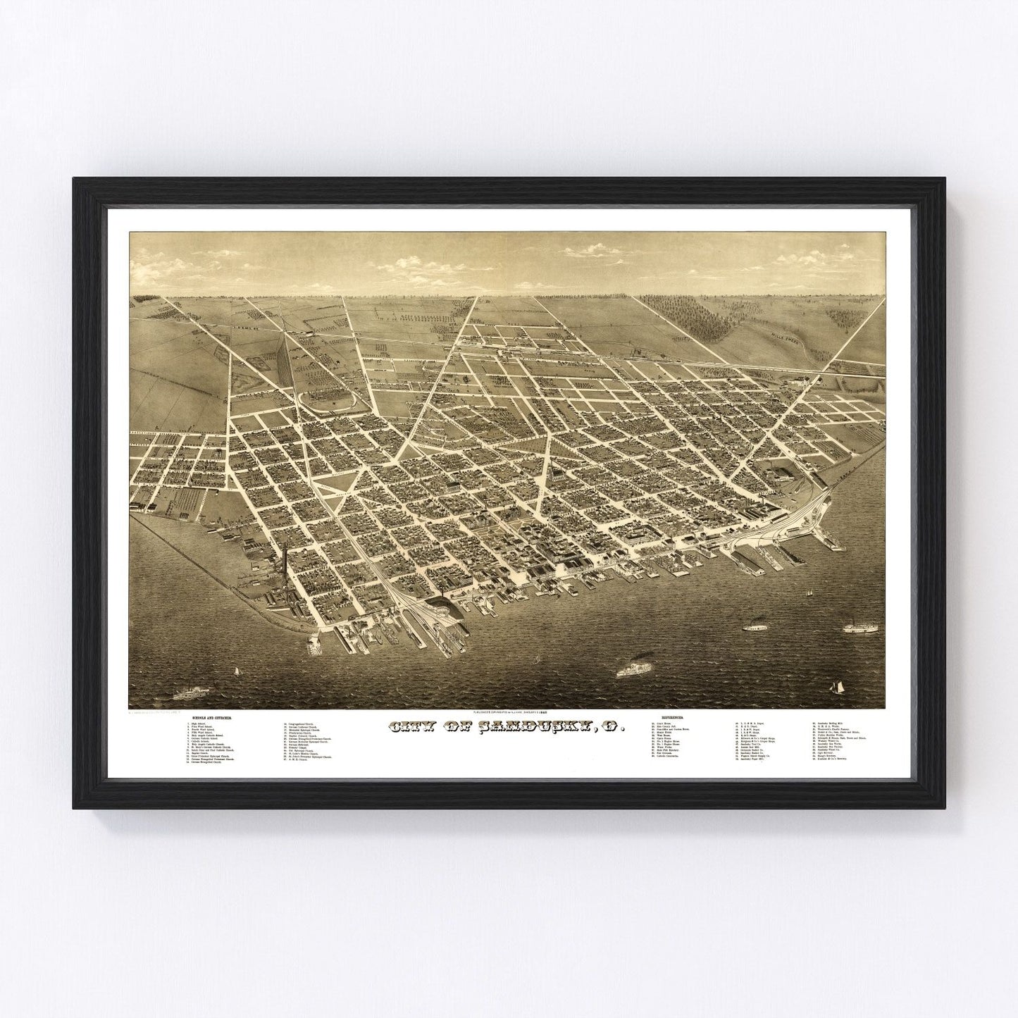 Vintage map of Sandusky, Ohio, 1883