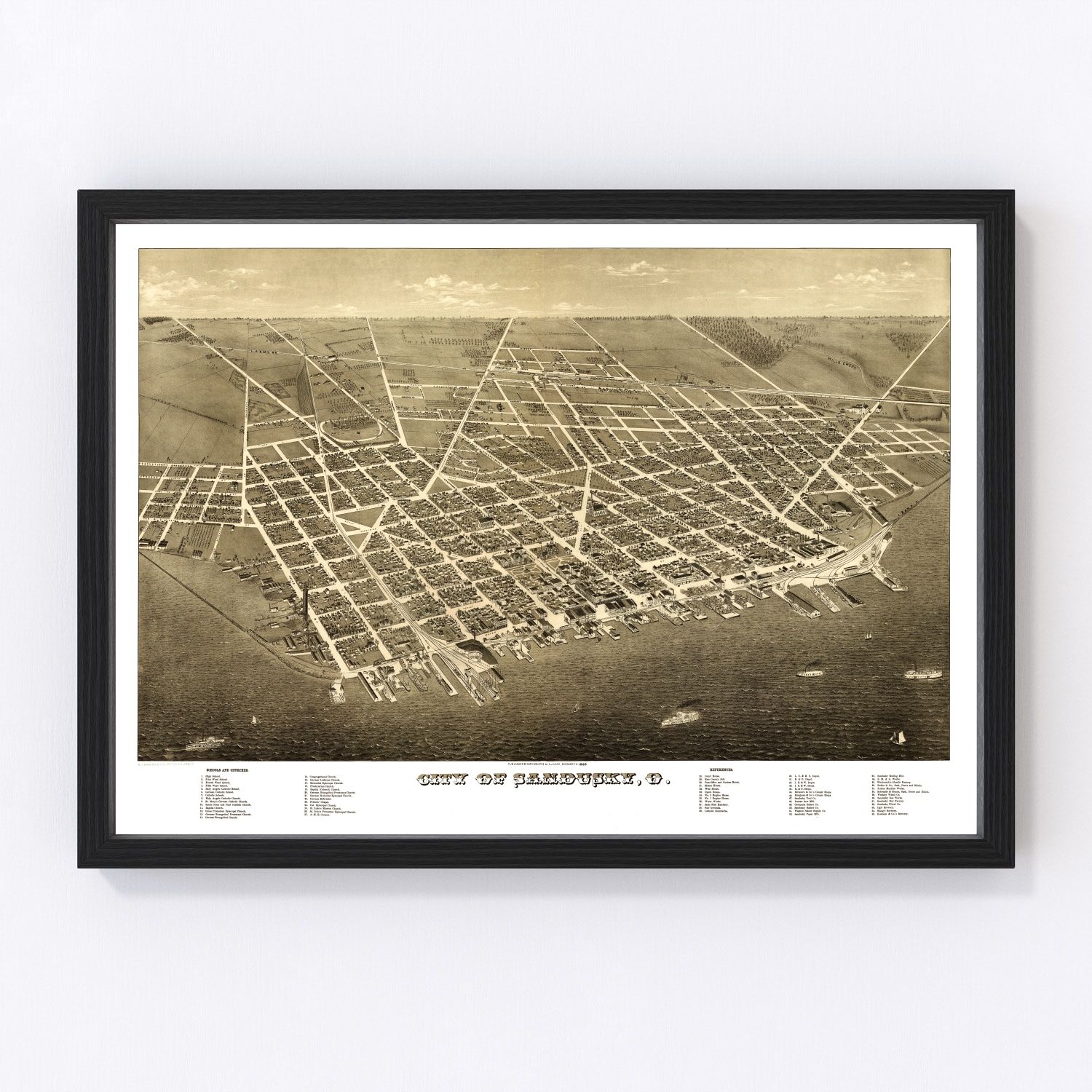 Vintage map of Sandusky, Ohio, 1883