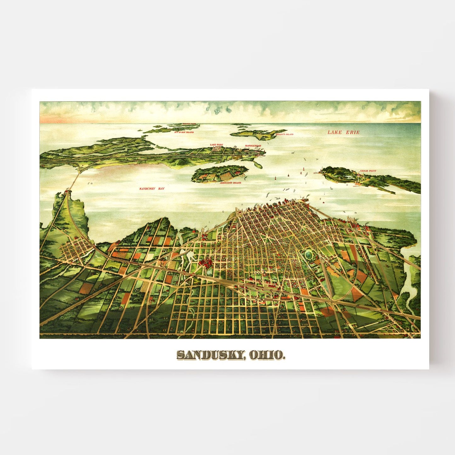 Vintage Map of Sandusky, Ohio, 1898