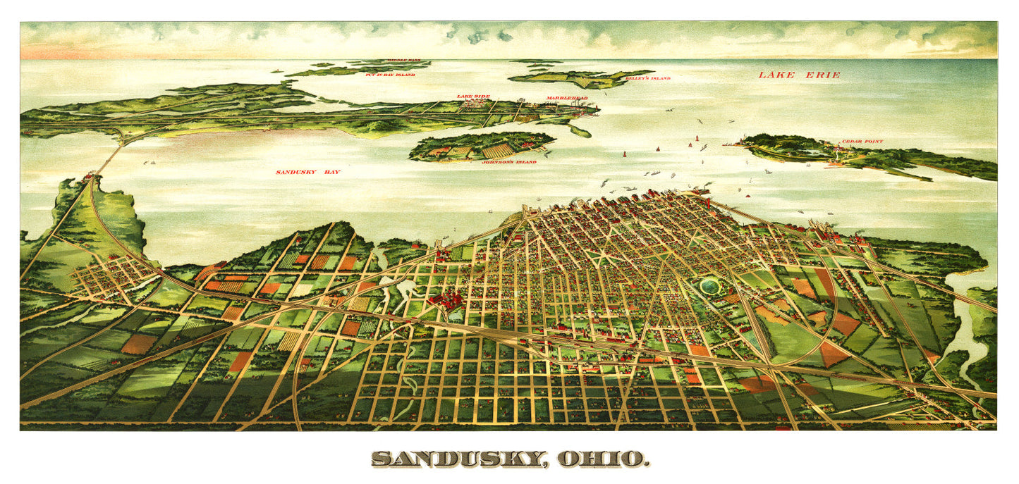 Vintage Map of Sandusky, Ohio, 1898
