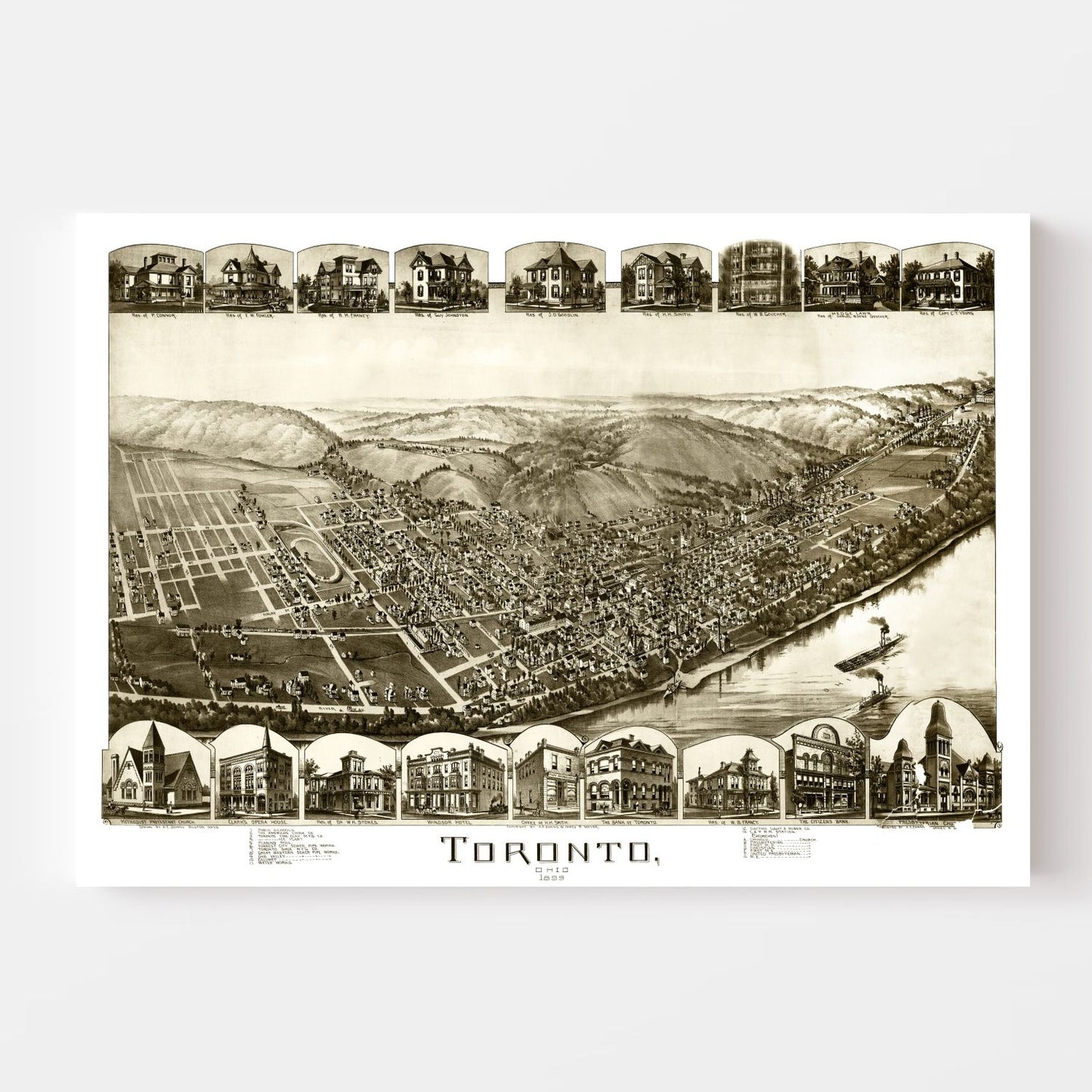 Vintage Map of Toronto, Ohio, 1899