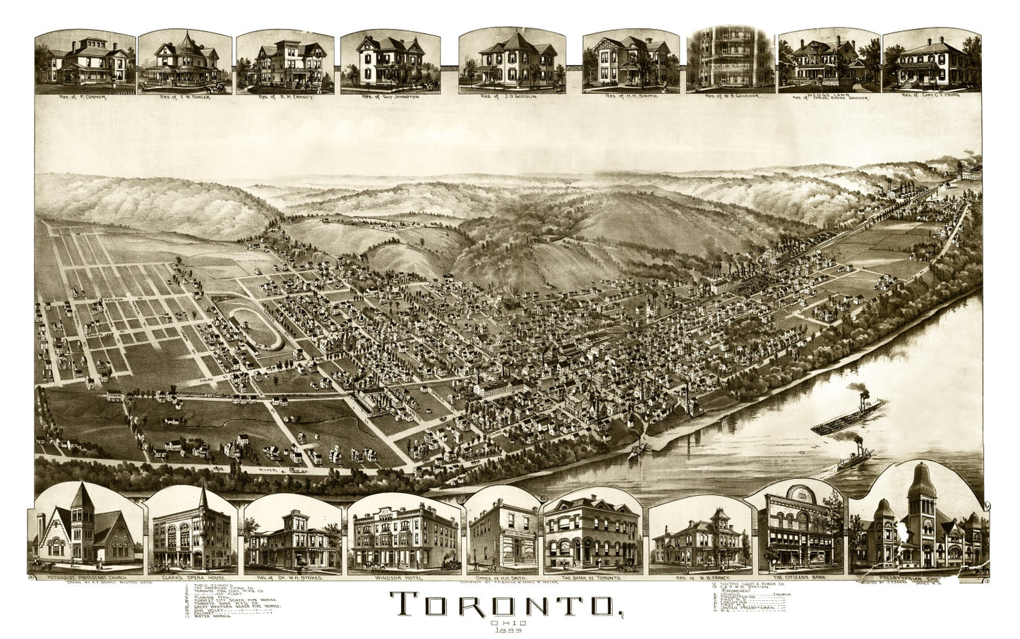 Vintage Map of Toronto, Ohio, 1899
