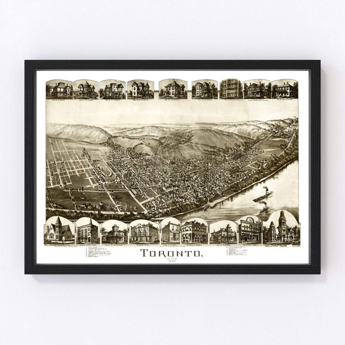 Vintage map of Toronto, Ohio, 1899