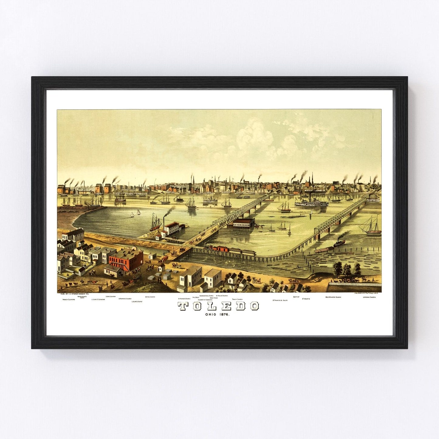 Vintage map of Toledo, Ohio, 1876