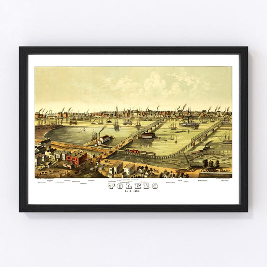 Vintage map of Toledo, Ohio, 1876