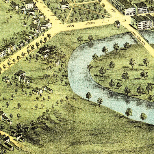 Vintage Map of Warren, Ohio, 1870