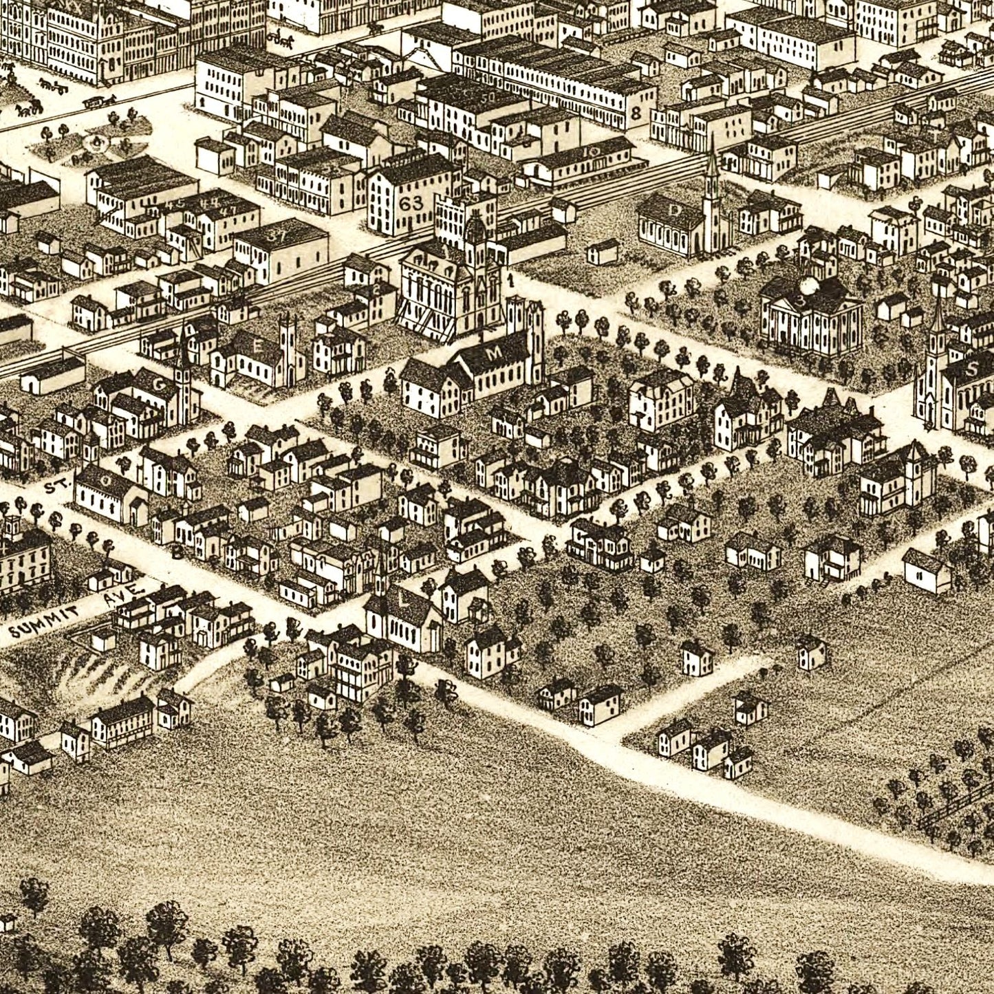 Vintage Map of Youngstown, Ohio, 1882