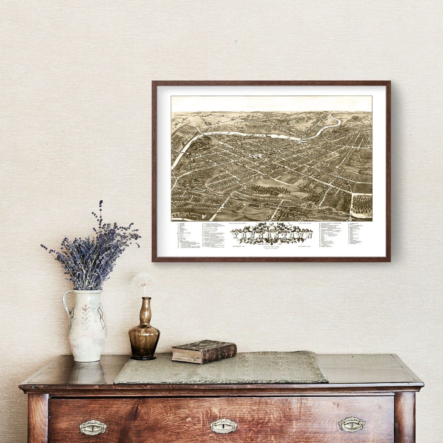 Vintage Map of Youngstown, Ohio, 1882
