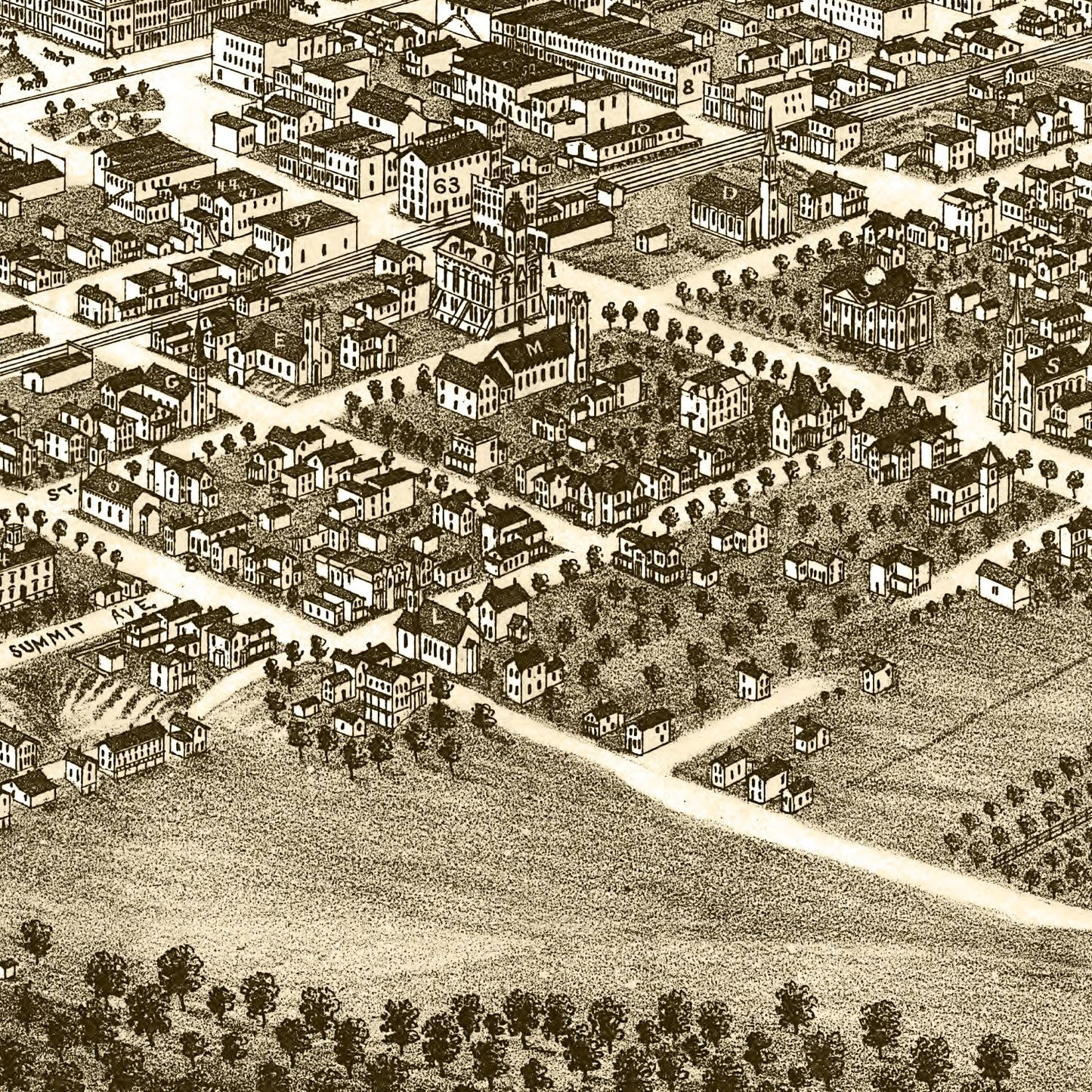 Vintage Map of Youngstown, Ohio, 1882