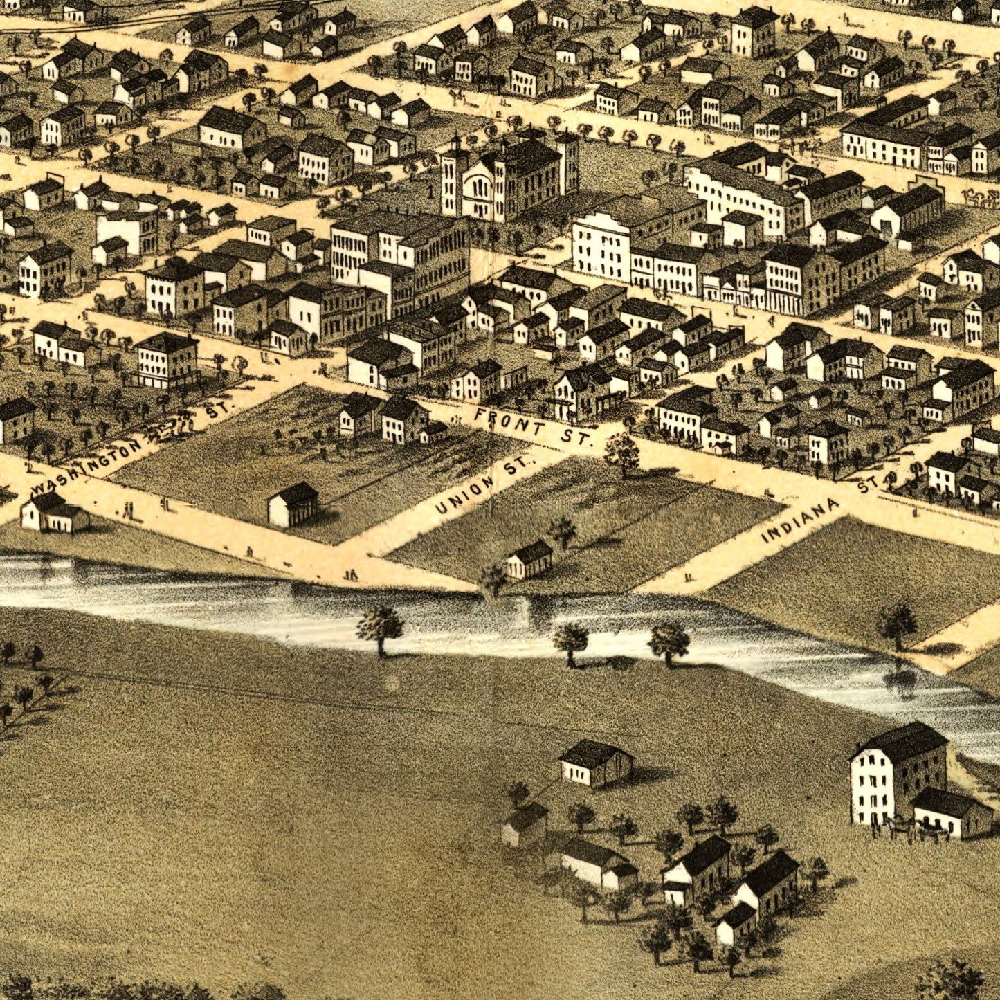 Vintage Map of Delphi, Indiana, 1868