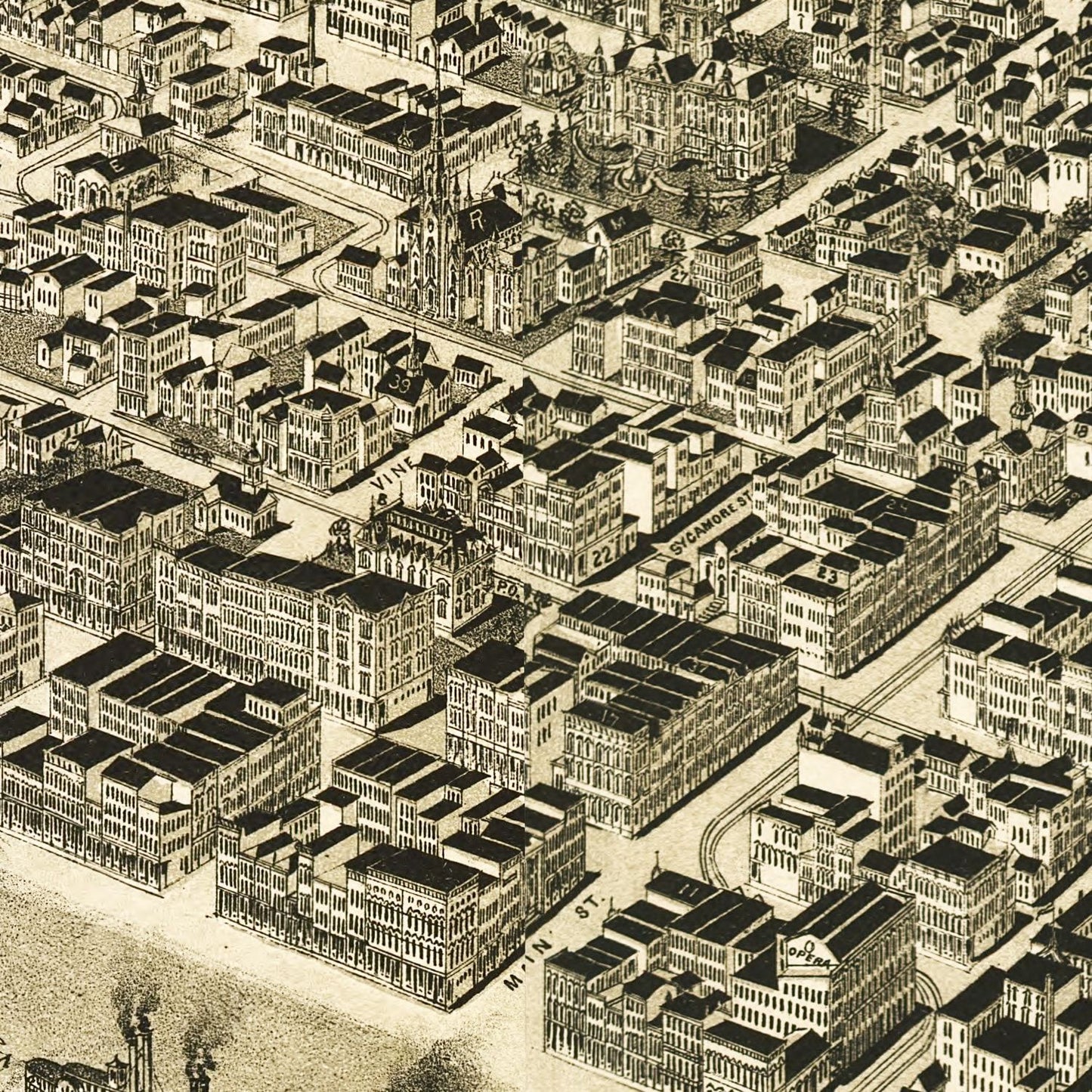 Vintage Map of Evansville, Indiana, 1888