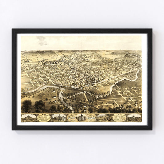 vintage map of Fort Wayne, Indiana, 1868