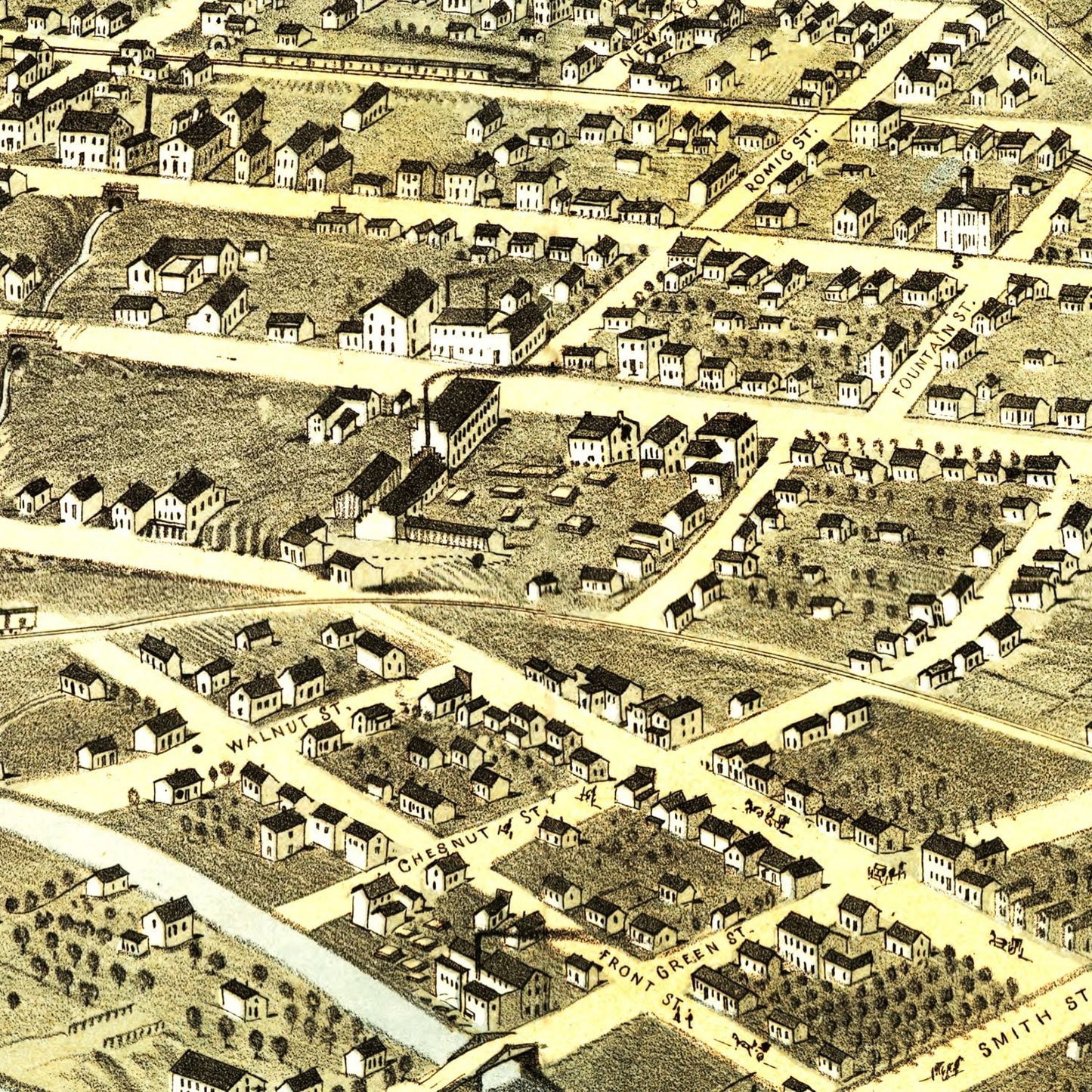 Vintage Map of Lafayette, Indiana, 1868