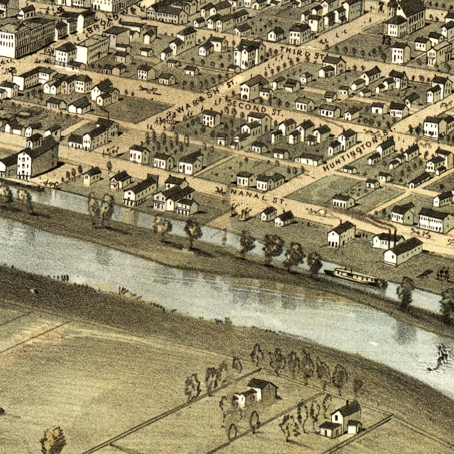 Vintage Map of Peru, Indiana, 1868
