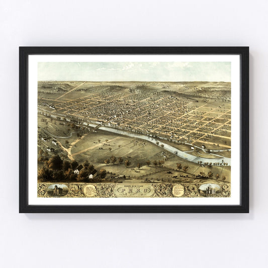 vintage map of Peru, Indiana, 1868