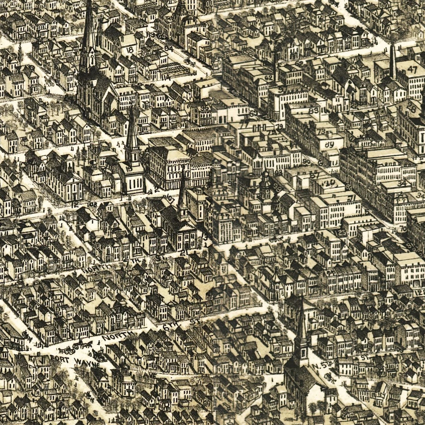 Vintage Map of Richmond, Indiana, 1884
