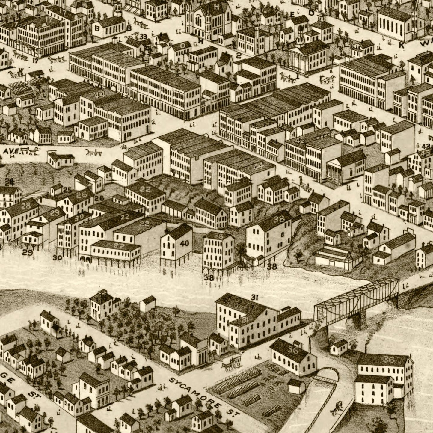Vintage Map of South Bend, Indiana, 1874