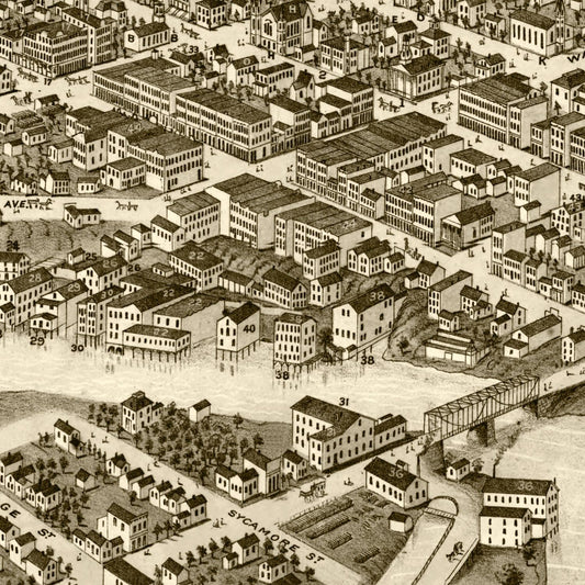 Vintage Map of South Bend, Indiana, 1874