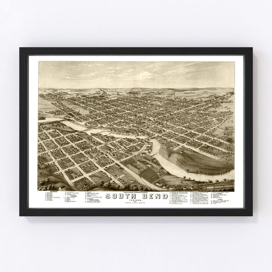 vintage map of South Bend, Indiana, 1874