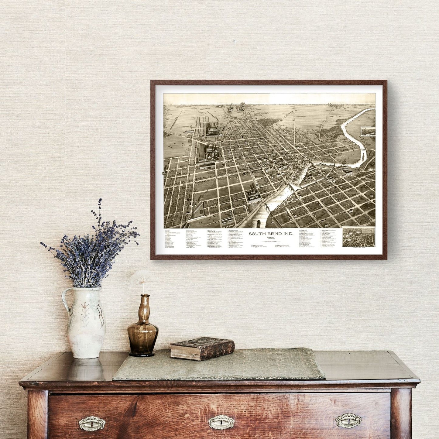 Vintage Map of South Bend, Indiana, 1890