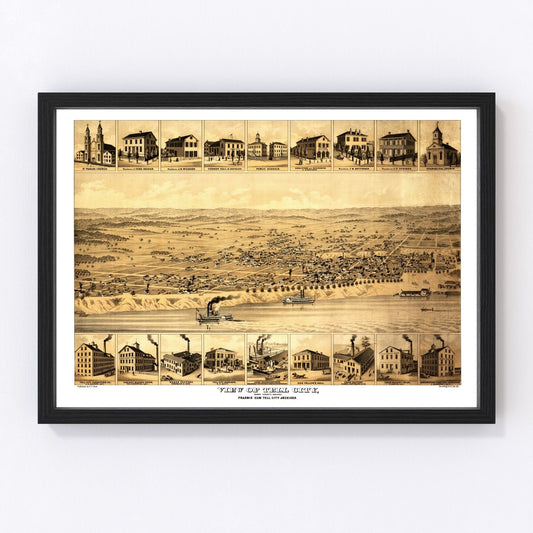 vintage map of Tell City, Indiana, 1870