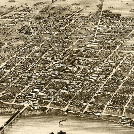 Vintage Map of Terre Haute, Indiana, 1880