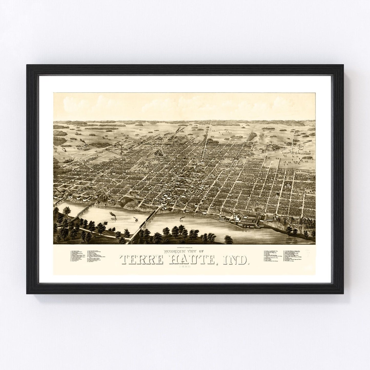 vintage map of Terre Haute, Indiana, 1880