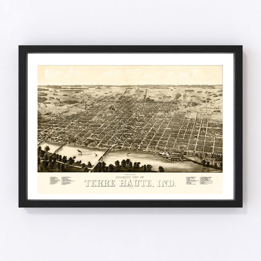 vintage map of Terre Haute, Indiana, 1880