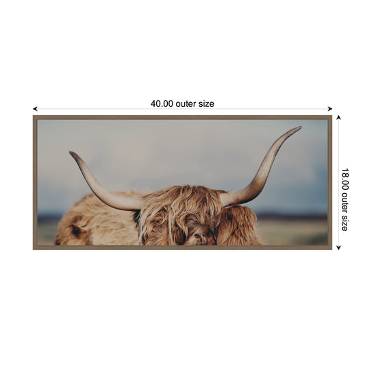 Highland Cow Close Panel Framed Canvas Wall Art