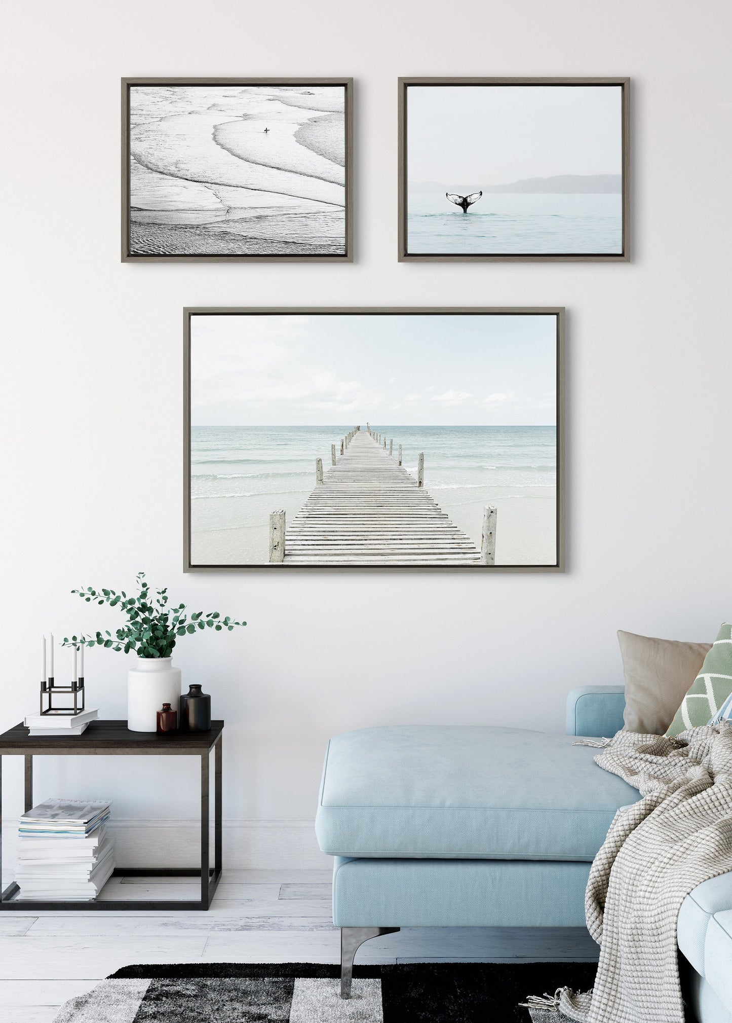 Ocean Beach Framed Canvas Art Set