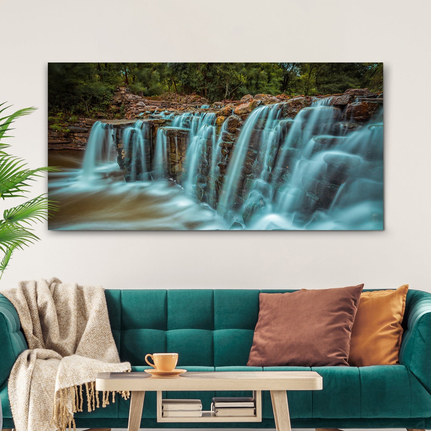 Cascading Waterfall Landscape Canvas Wall Art