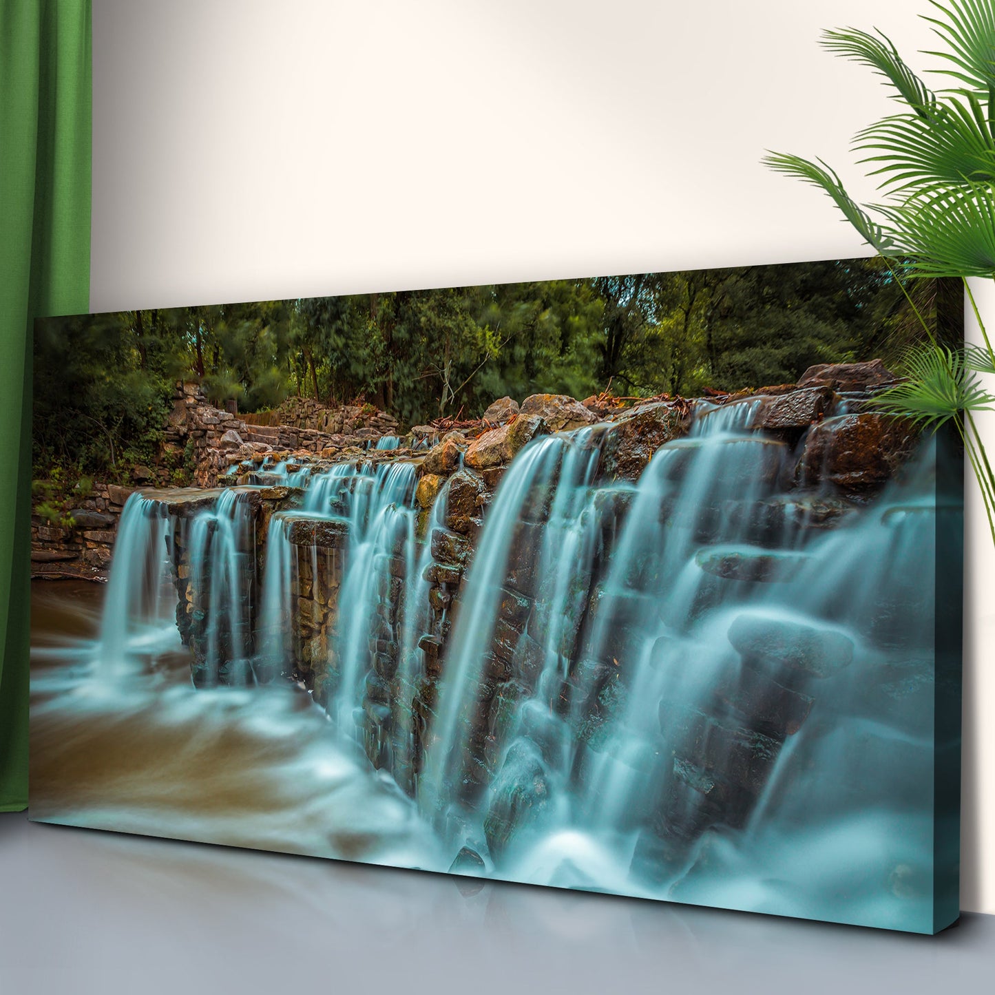 Cascading Waterfall Landscape Canvas Wall Art