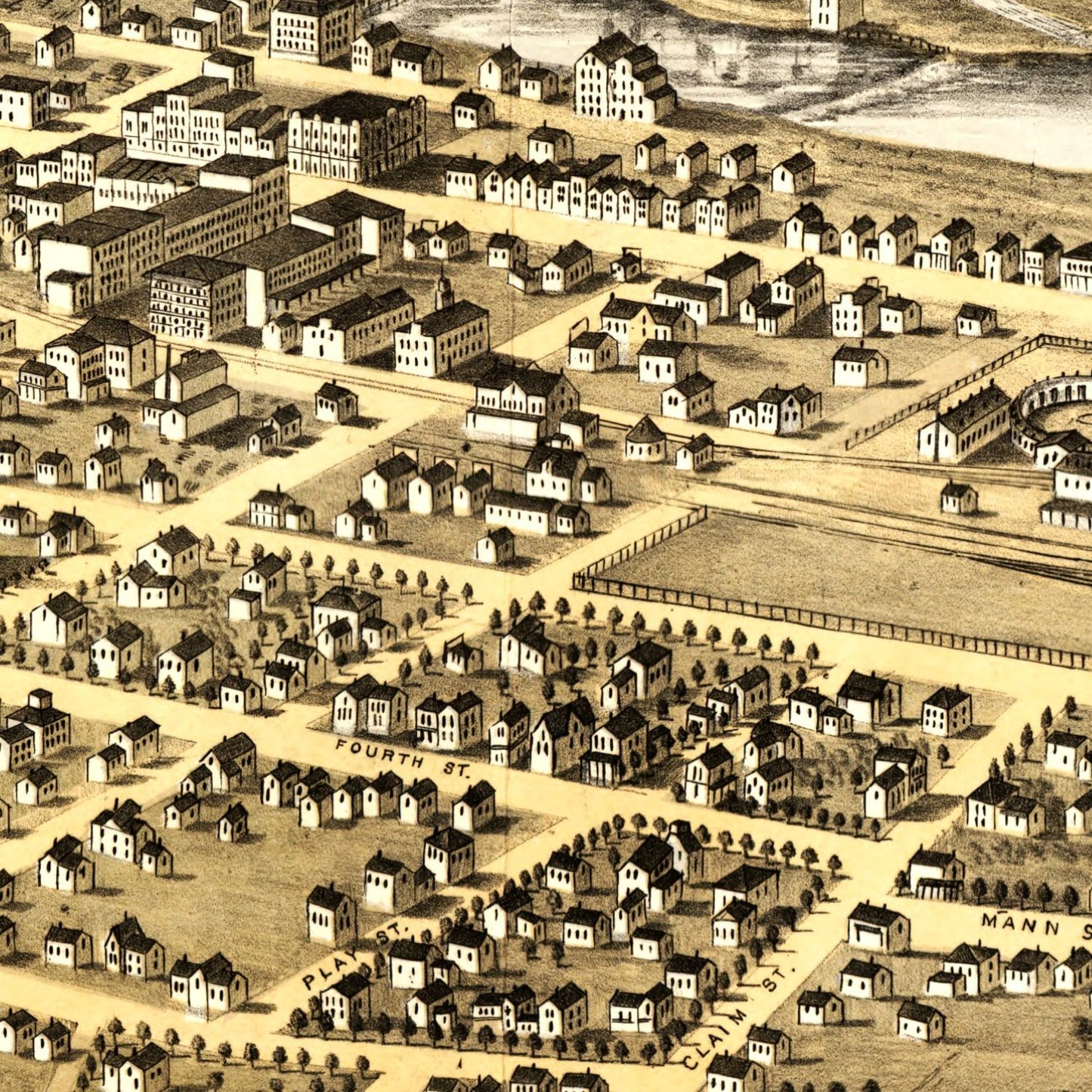 Vintage Map of Aurora, Illinois, 1867