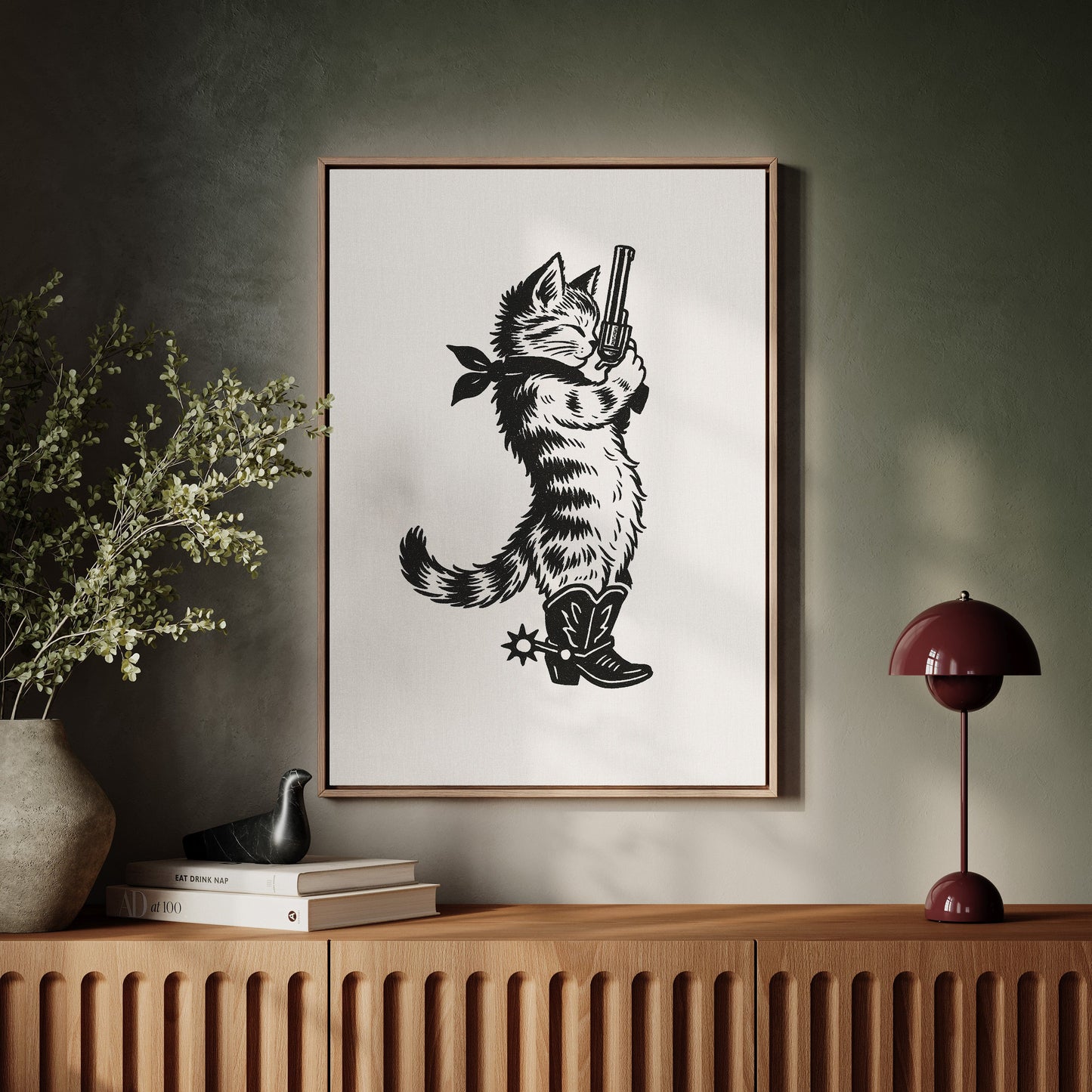 Cowboy Cat Sheriff Western Cat Wall Art Print