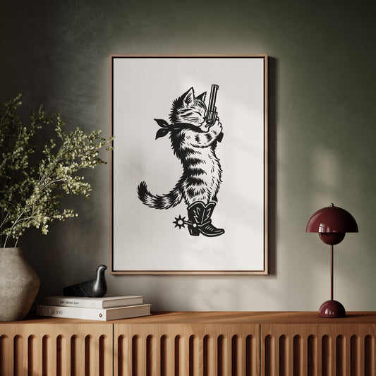 Cowboy Cat Sheriff Western Cat Wall Art Print