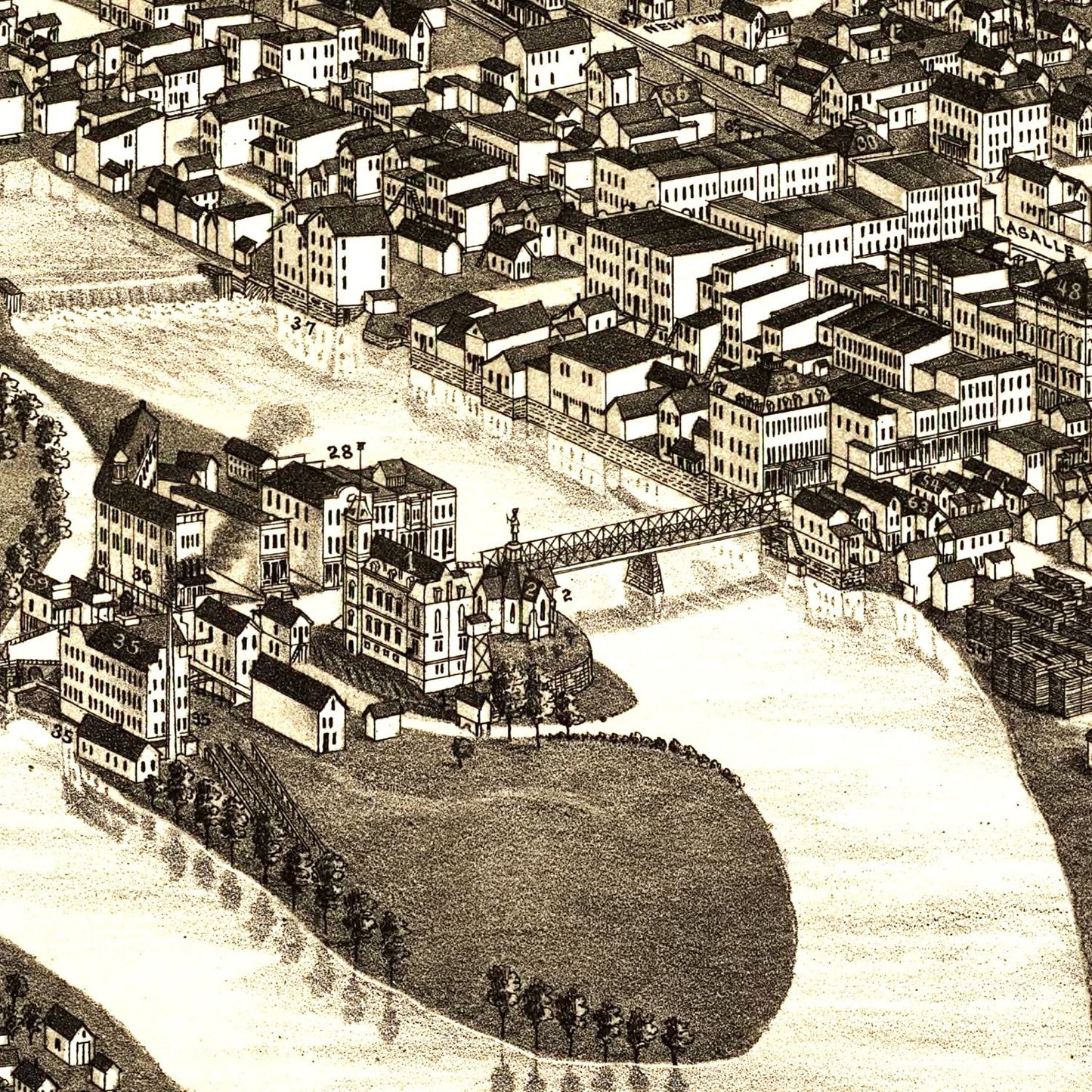 Vintage Map of Aurora, Illinois, 1882