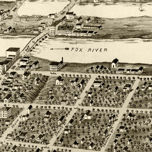 Vintage Map of Batavia, Illinois, 1869