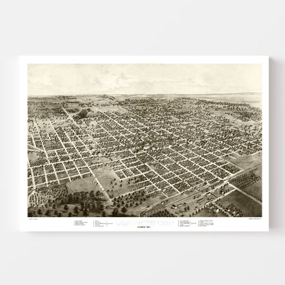 Vintage Map of Bloomington, Illinois, 1867