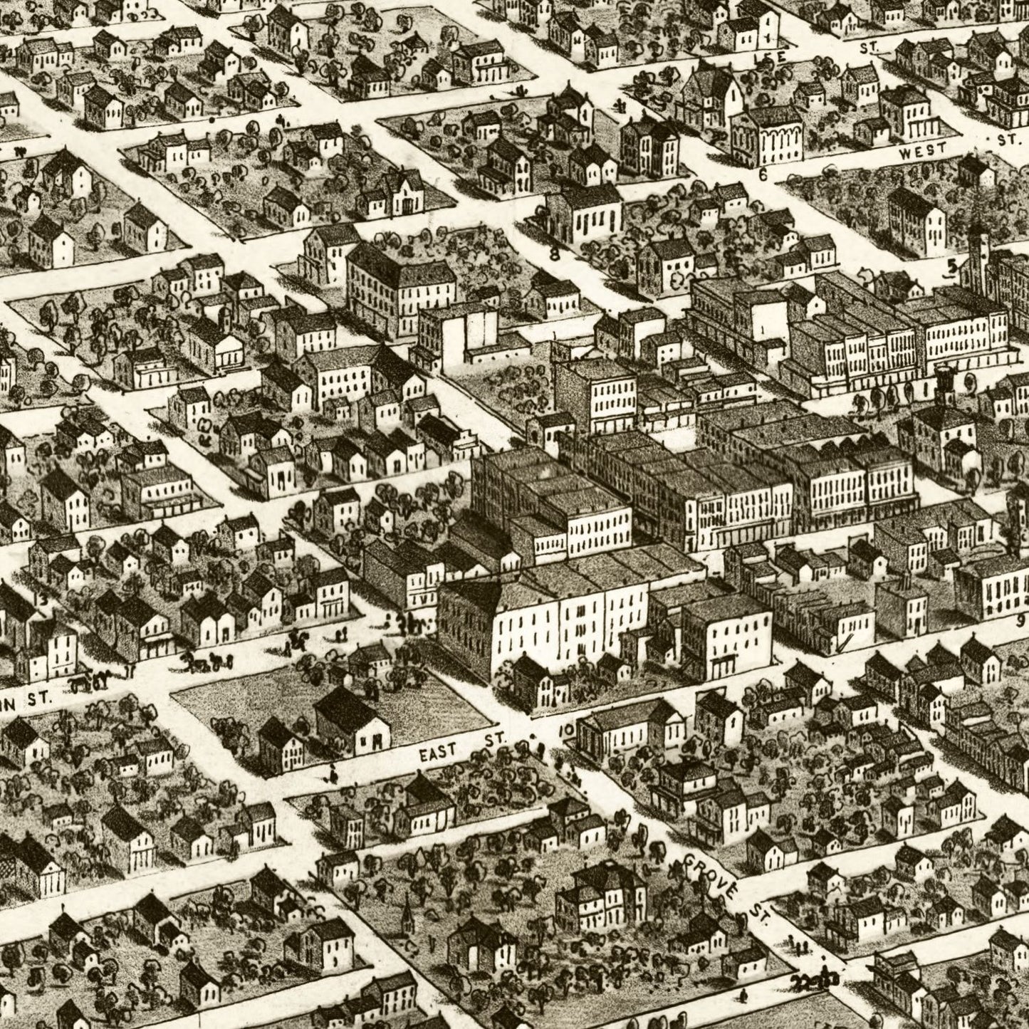 Vintage Map of Bloomington, Illinois, 1867