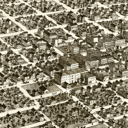 Vintage Map of Bloomington, Illinois, 1867