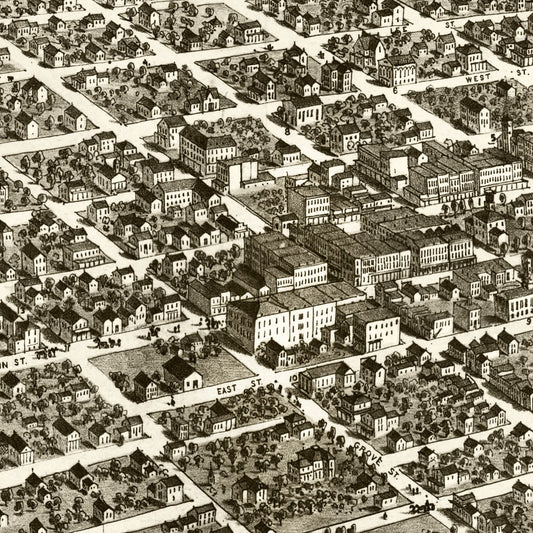 Vintage Map of Bloomington, Illinois, 1867