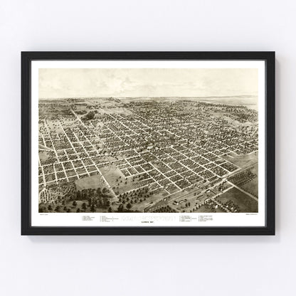 Vintage map of Bloomington, Illinois, 1867