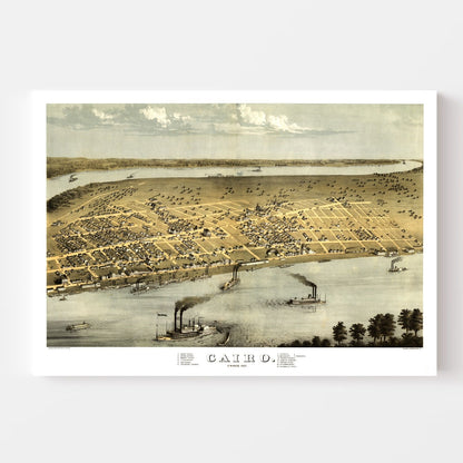 Vintage Map of Cairo, Illinois, 1867 Wall Art