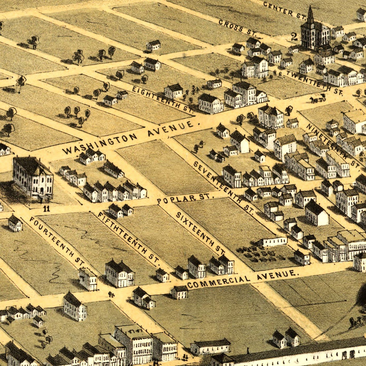 Vintage Map of Cairo, Illinois, 1867 Wall Art