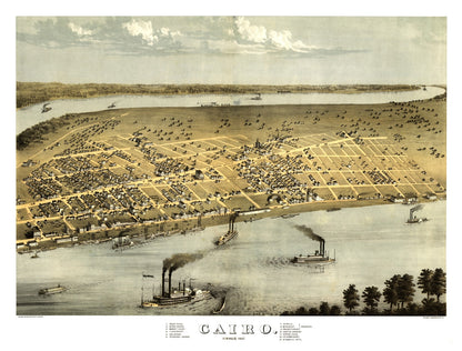 Vintage Map of Cairo, Illinois, 1867 Wall Art