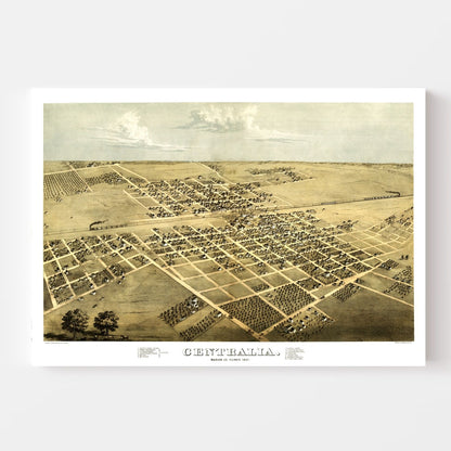 Vintage Map of Centralia, Illinois, 1867