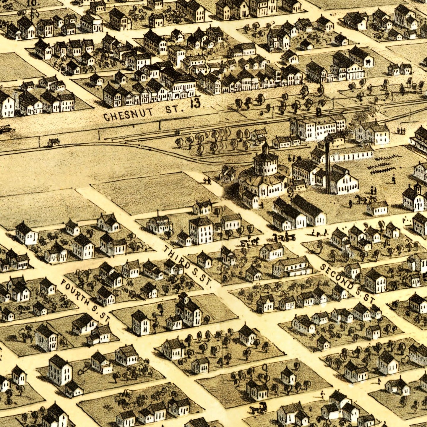 Vintage Map of Centralia, Illinois, 1867