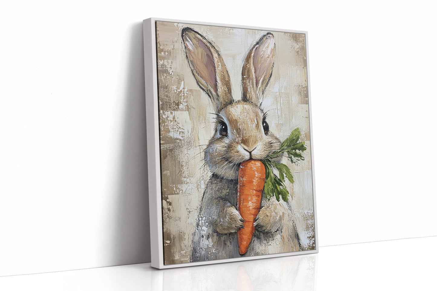 Bunny with Carrot Rustic Farmhouse Animal Wall Art Print