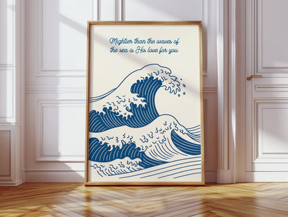 Mightier Than the Waves Ocean Scripture Wall Art